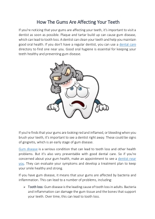 How The Gums Are Affecting Your Teeth