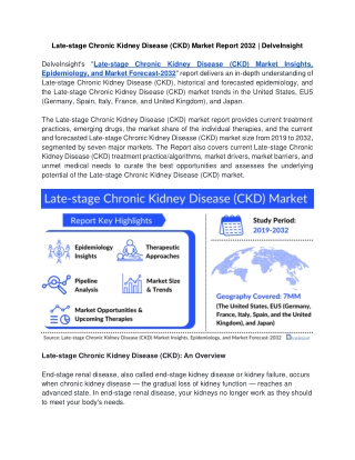 Late-stage Chronic Kidney Disease (CKD) Market