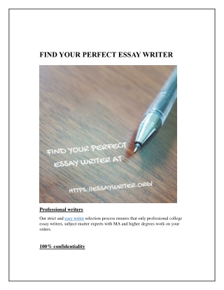 FIND YOUR PERFECT ESSAY WRITER