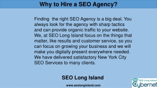 Why to Hire a SEO Agency