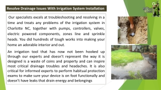 HIRE OUR IRRIGATION EXPERTS IN CHARLOTTE NC