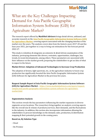 What are the Key Challenges Impacting Demand for Asia Pacific Geographic Information System Software (GIS) for Agricultu