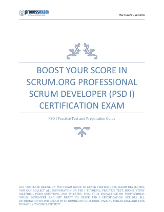 Boost Your Score in Scrum.org Professional Scrum Developer (PSD I) Certification