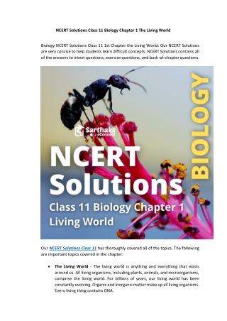 NCERT Solutions Class 11 Biology Chapter 1 The Living World