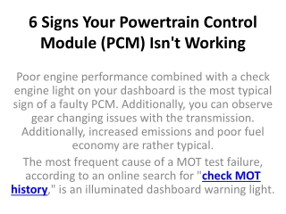 6 Signs Your Powertrain Control Module (PCM) Isn't Working