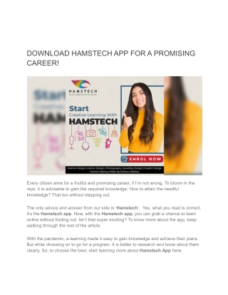 DOWNLOAD HAMSTECH APP FOR A PROMISING CAREER