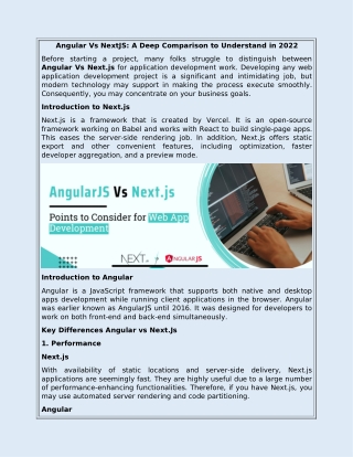 Angular Vs NextJS: A Deep Comparison to Understand in 2022