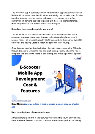 E-Scooter Mobile App Development Cost & Features