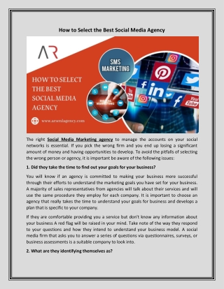 How to Select the Best Social Media Agency