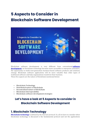 5 Aspects to Consider in Blockchain Software Development