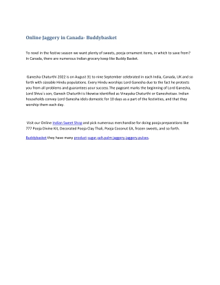 Online Jaggery in Canada