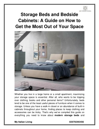 Storage Beds and Bedside Cabinets A Guide on How to Get the Most Out of Your Space