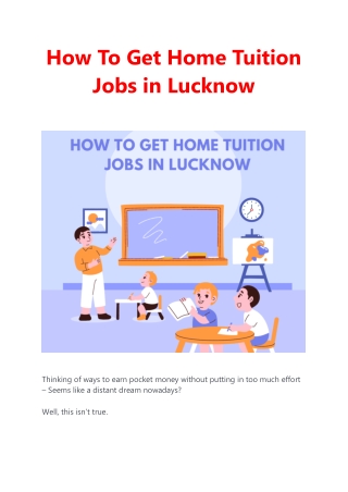 How to get home tuition jobs in Lucknow