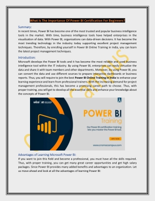 What Is The Importance Of Power BI Certification For Beginners?