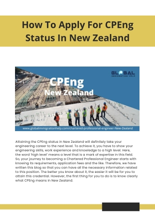 How To Apply For CPEng Status In New Zealand