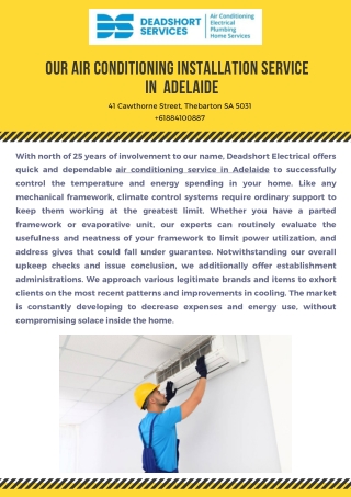 Our Air Conditioning Installation Service in Adelaide
