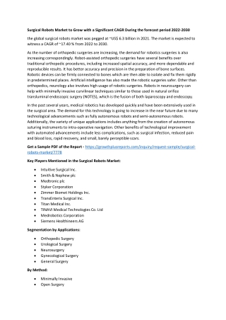 Surgical Robots Market