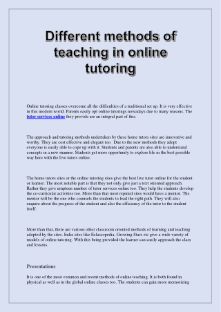 Different methods of teaching in online tutoring