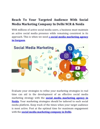 Reach To Your Targeted Audience With Social Media Marketing Company In Delhi NCR