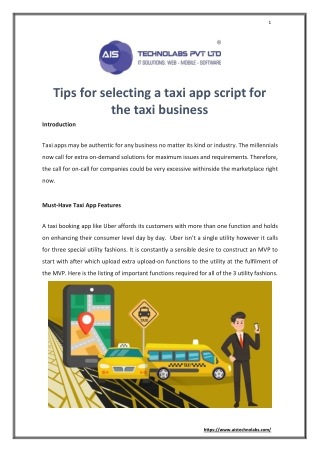 Tips for selecting a taxi app script for the taxi business