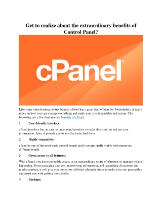 Get to realize about the extraordinary benefits of Control Panel