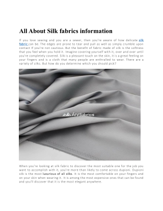 All About Silk fabrics information