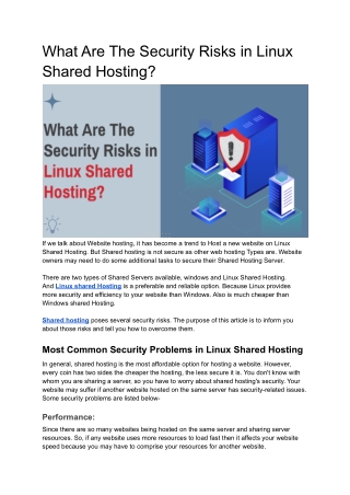 What Are The Security Risks in Linux Shared Hosting?