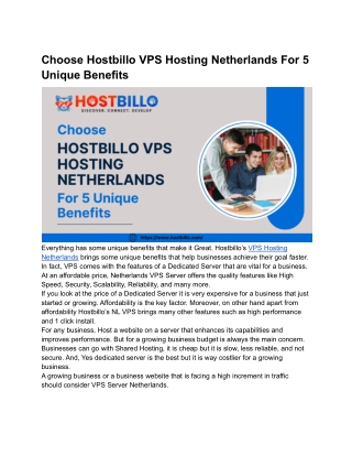 Choose Hostbillo VPS Hosting Netherlands For 5 Unique Benefits