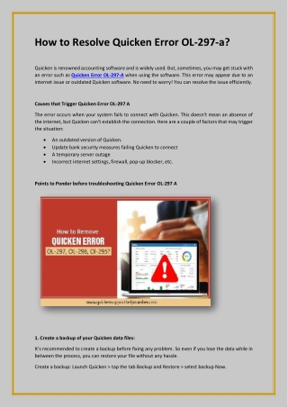 How to Resolve Quicken Error OL-297-a