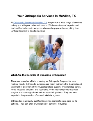 Your Orthopedic Services In McAllen, TX