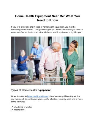 Home Health Equipment Near Me: What You Need to Know