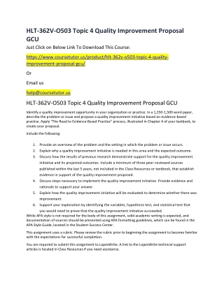 HLT-362V-O503 Topic 4 Quality Improvement Proposal GCU