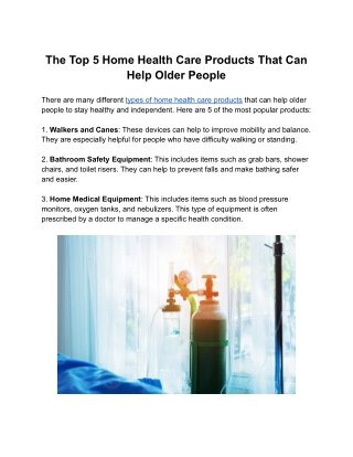 The Top 5 Home Health Care Products That Can Help Older People