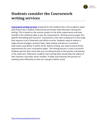 Students consider the Coursework writing services