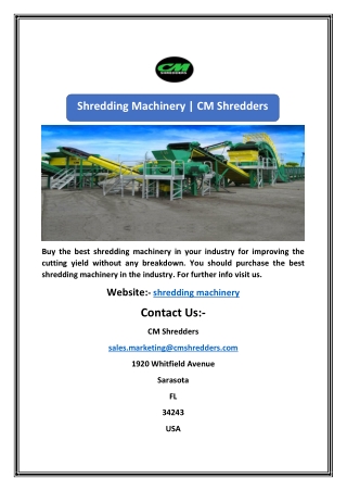 Shredding Machinery | CM Shredders