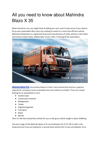 All you need to know about Mahindra Blazo X 35
