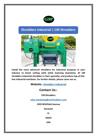 Shredders Industrial | CM Shredders