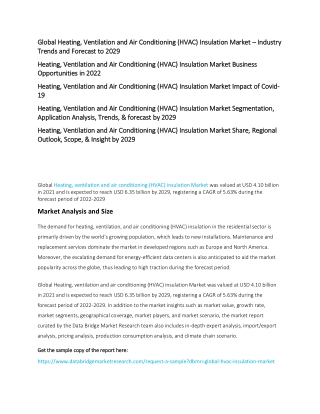 Global Heating, Ventilation and Air Conditioning (HVAC) Insulation Market – Indu