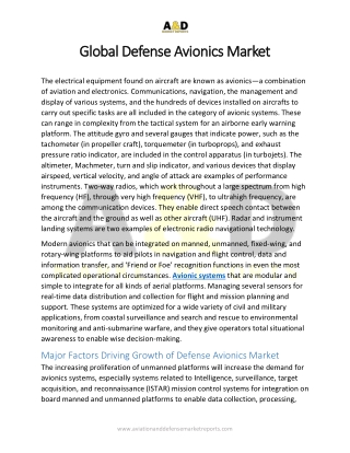 Defense Avionics | Defense Avionics Market