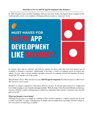 Must Haves For An AR VR App Development Like Dominos