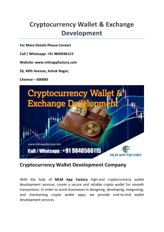 Cryptocurrency Wallet & Exchange Development