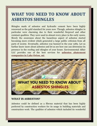 What You Need to Know About Asbestos Shingles