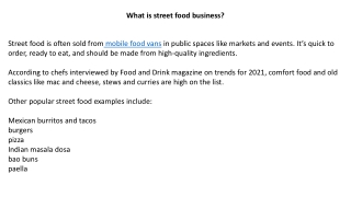 What is street food business