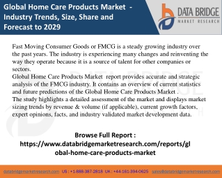 Global Home Care Products Market Pdf