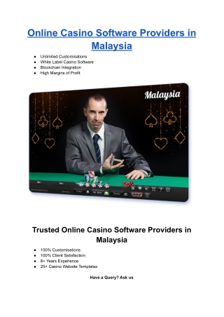 Online Casino Software Providers in Malaysia