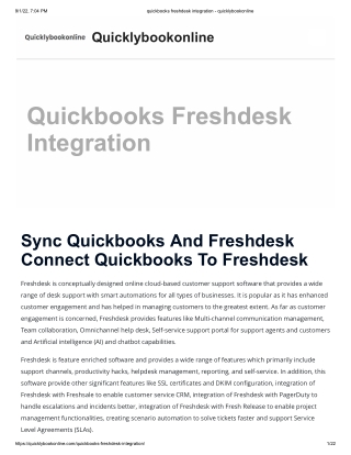 quickbooks freshdesk integration - quicklybookonline