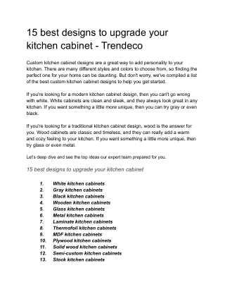 15 best designs to upgrade your kitchen cabinet- Trendeco