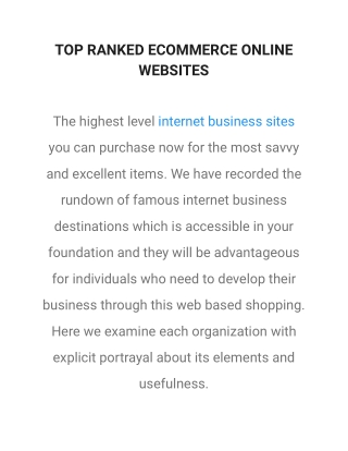 TOP RANKED ECOMMERCE ONLINE WEBSITES