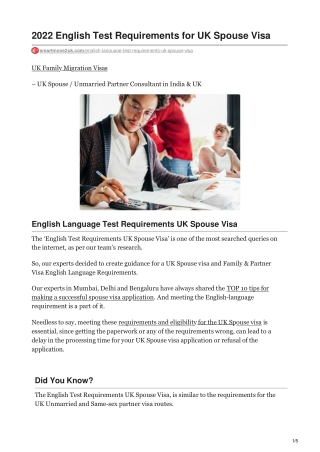 English Test Requirements for UK Spouse Visa