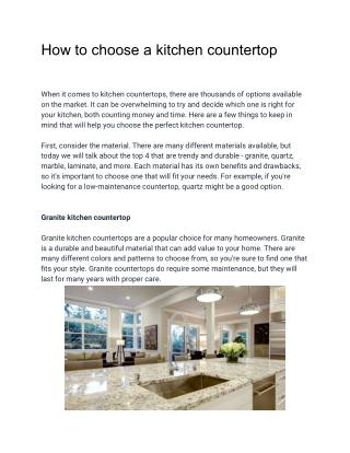 How to choose a kitchen countertop